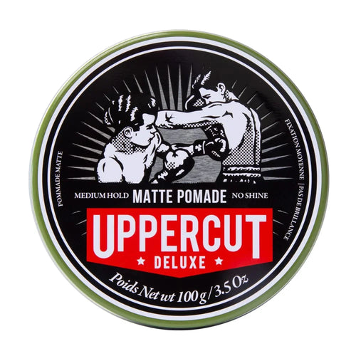 Uppercut Deluxe Matte Pomade 100 g, pot fermé sur fond blanc